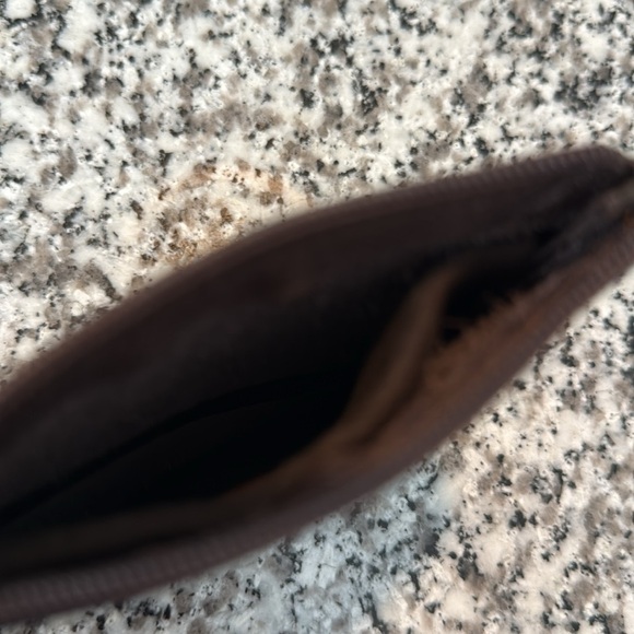 Ippolita Brown Leather Pouch accented w/Gold-Wavy-Circle Zipper Pull Lined - Picture 3 of 5